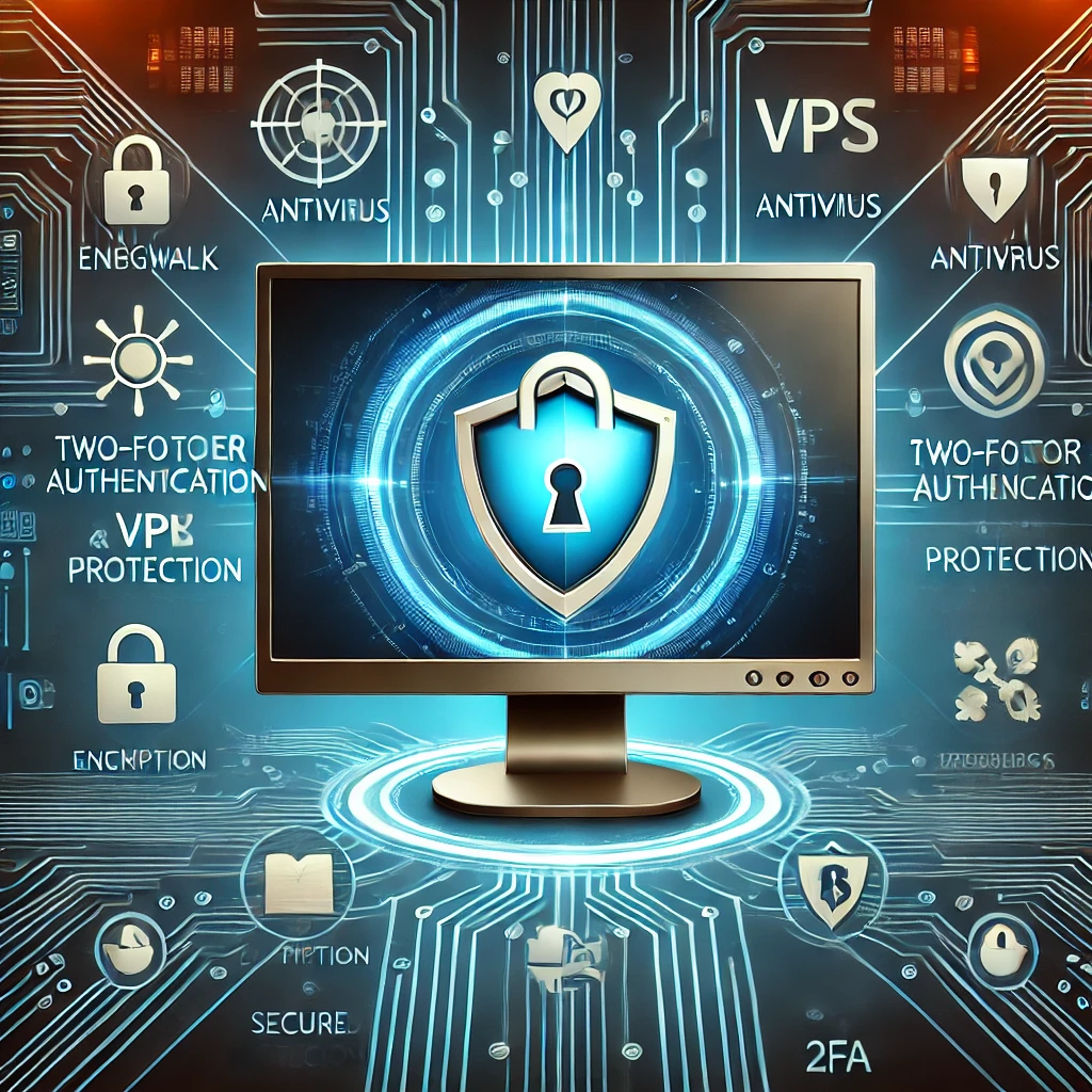 Dall·e 2025 02 16 14.14.19 A Futuristic Digital Illustration Featuring A Windows Pc With A Glowing Shield And Lock Icon On The Screen, Symbolizing Cybersecurity And Protection A