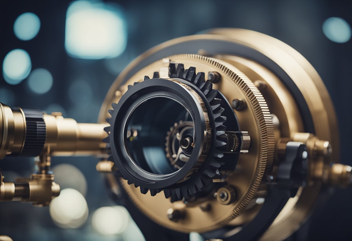 A telescope's motorized gears rotate, adjusting its position automatically