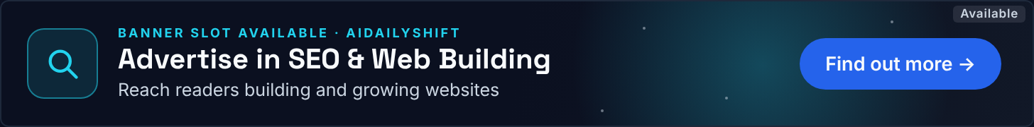 Advertise in SEO & Web Building – banner slot available, see ad options